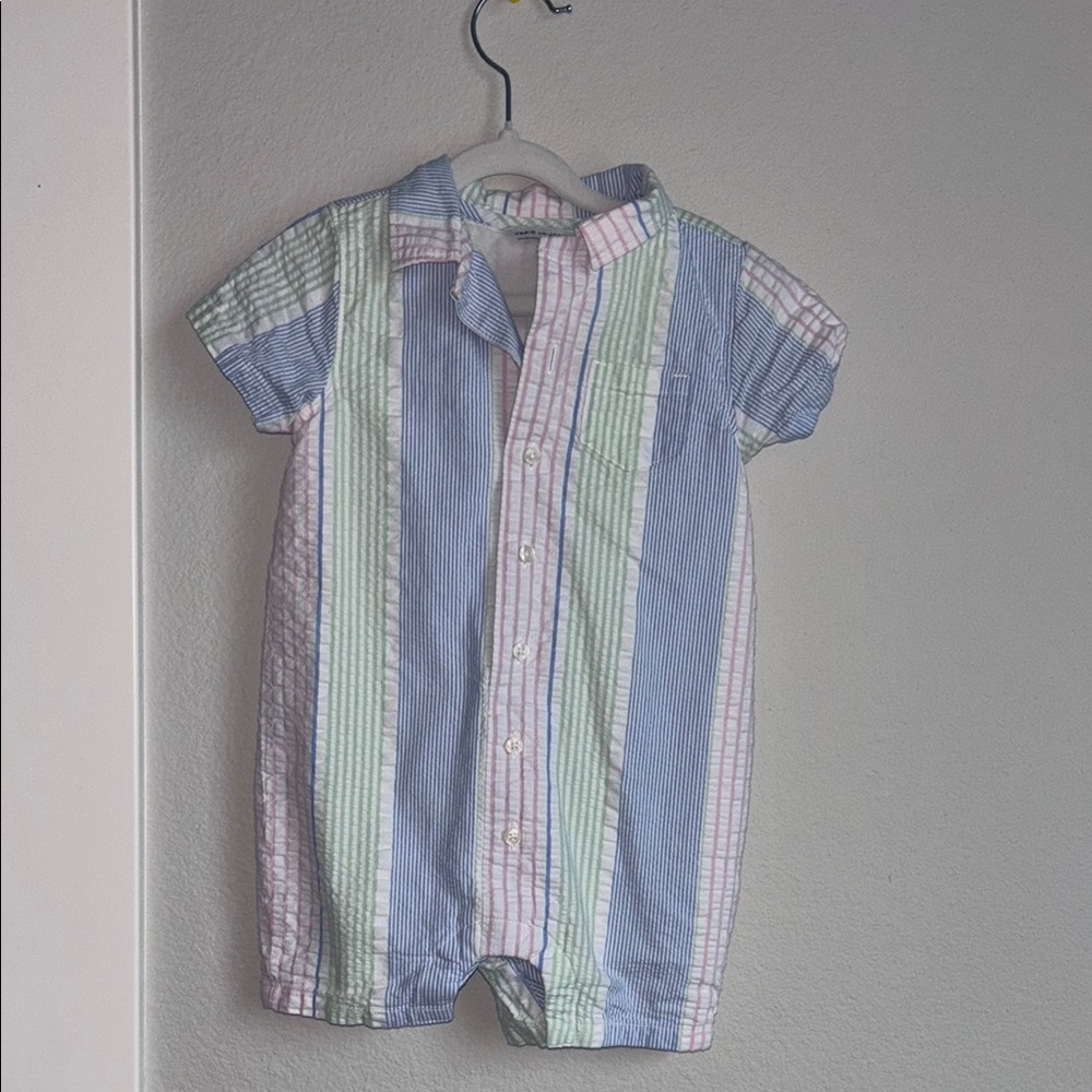 Janie and Jack Baby Striped Seersucker Stripe Romper